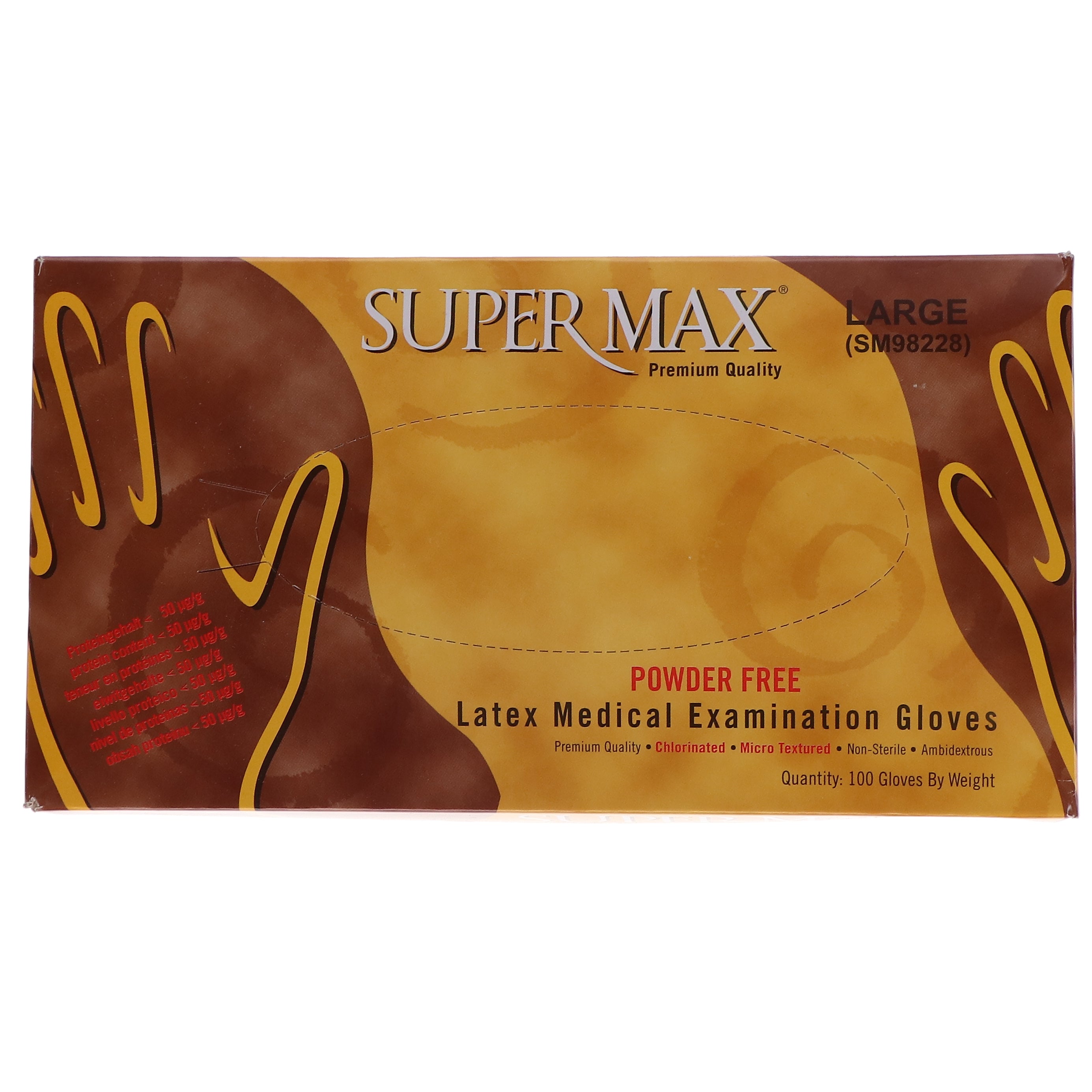 House Brand Dentistry SM98228 Supermax Non-Sterile Latex Examination Gloves Powder Free Large 100/Bx House Brand Dentistry SM98228 Supermax Non-Sterile Latex Examination Gloves Powder Free Large 100/Bx